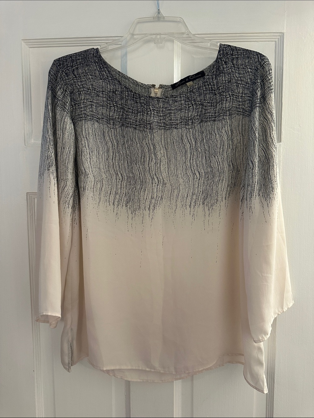 Women’s Pink Cream and Black Ombre Long-Sleeve Blouse